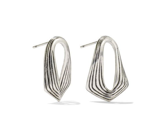 Kira Stud Earrings Vintage Silver Metal