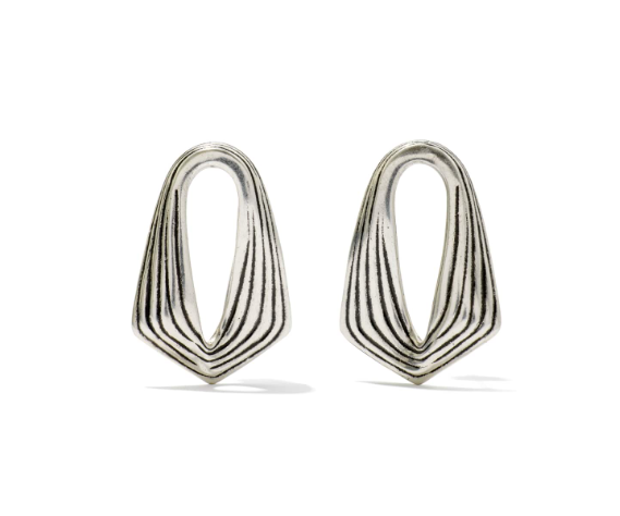 Kira Stud Earrings Vintage Silver Metal