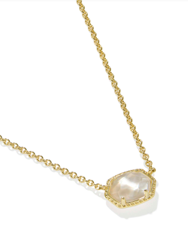 Daphne Frame Pendant Necklace Gold Ivory MOP