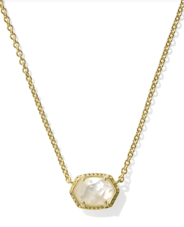 Daphne Frame Pendant Necklace Gold Ivory MOP