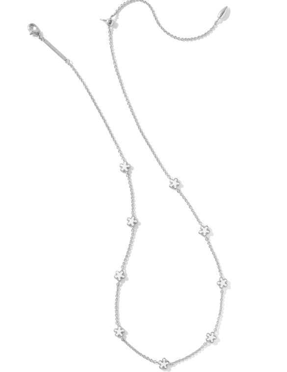 Jane Strand Necklace Rhod White Enamel