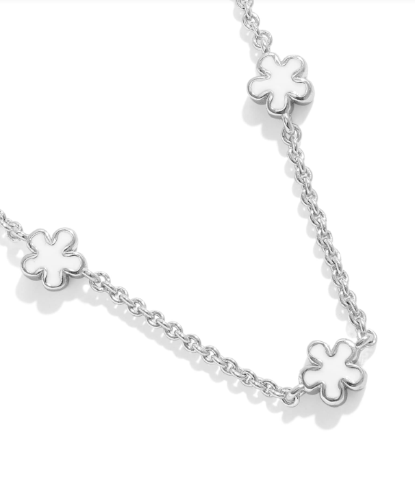 Jane Strand Necklace Rhod White Enamel