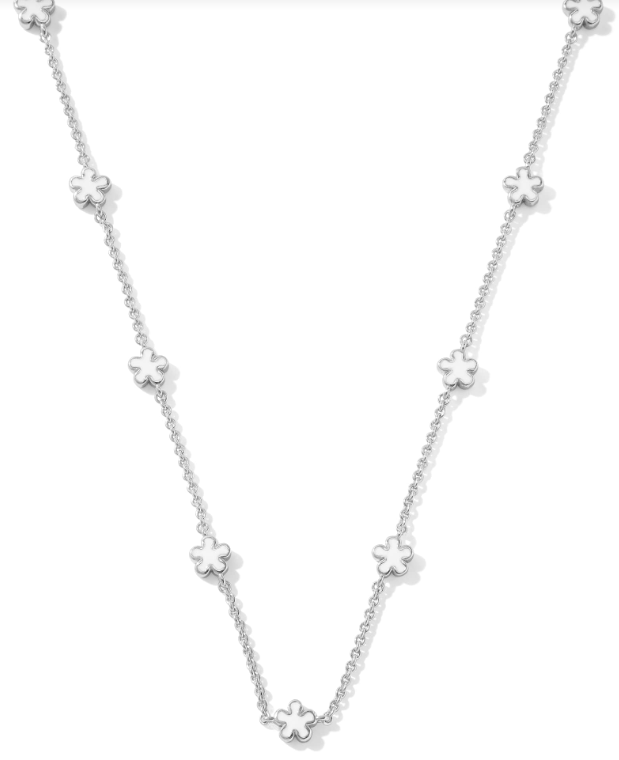 Jane Strand Necklace Rhod White Enamel