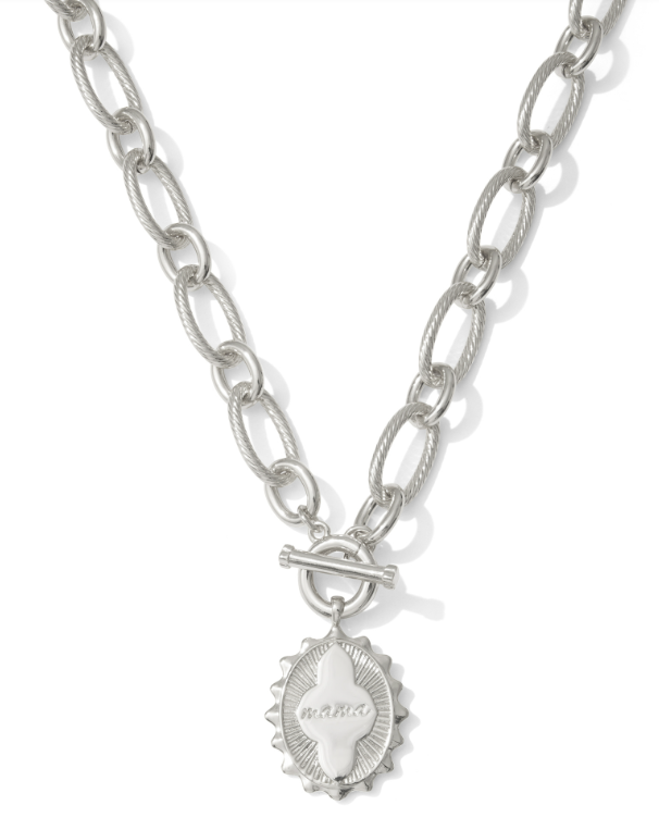 Mama Link Chain Necklace Rhod Metal
