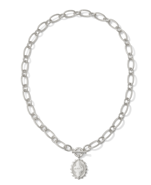 Mama Link Chain Necklace Rhod Metal