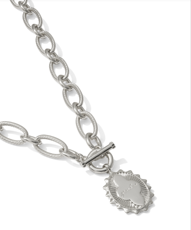 Grandma Link Chain Necklace Rhod Metal