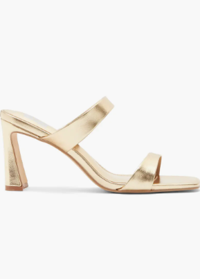 Veniss Block Heel- Gold Metal