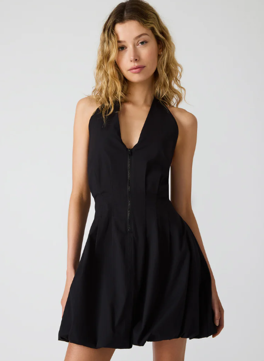 Dianna Bubble Halter Dress- Black