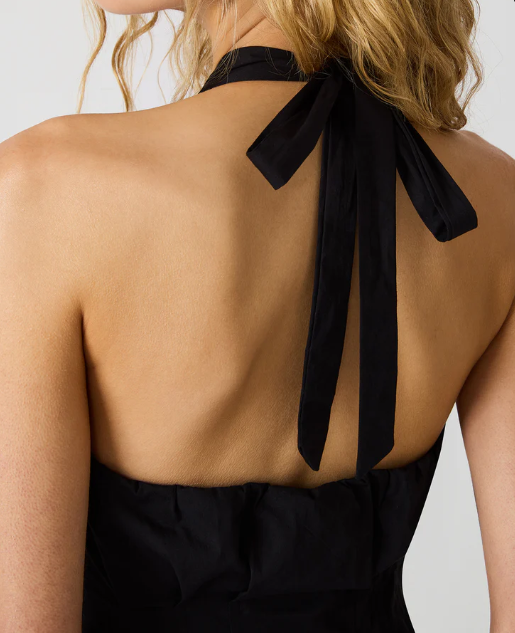 Dianna Bubble Halter Dress- Black