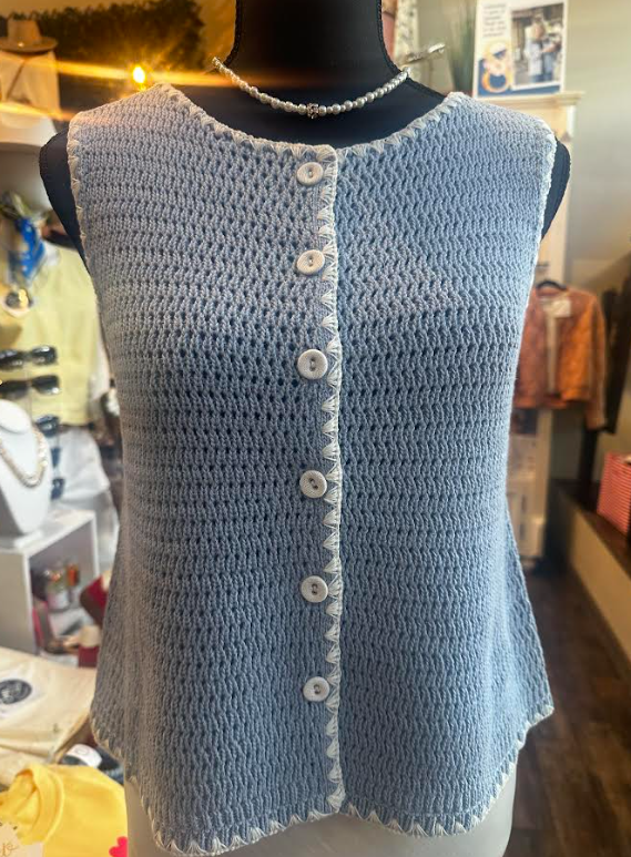Annya Sweater Vest- Blue Ice - M