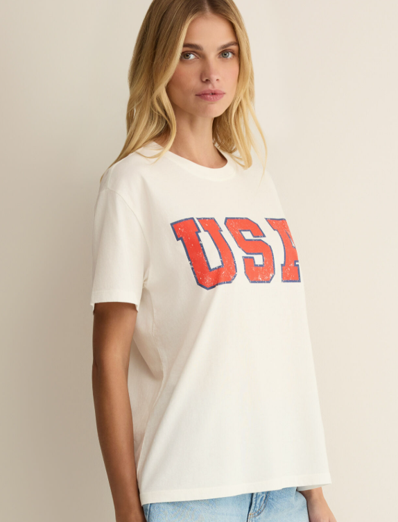 USA Boyfriend Tee- Sea Salt