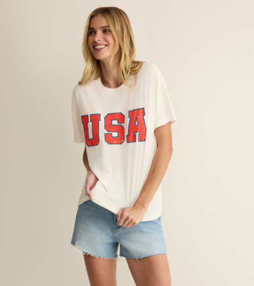 USA Boyfriend Tee- Sea Salt