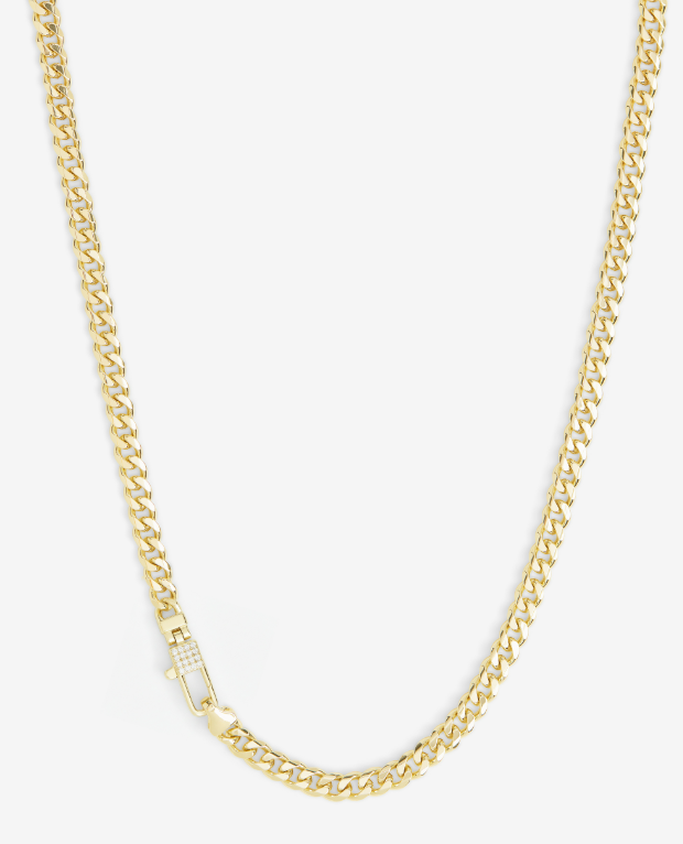 Julian Pavé Lock Necklace 5mm - Gold