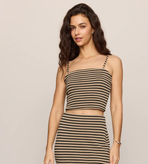Caffari Stripe Tube Top- Putty - L