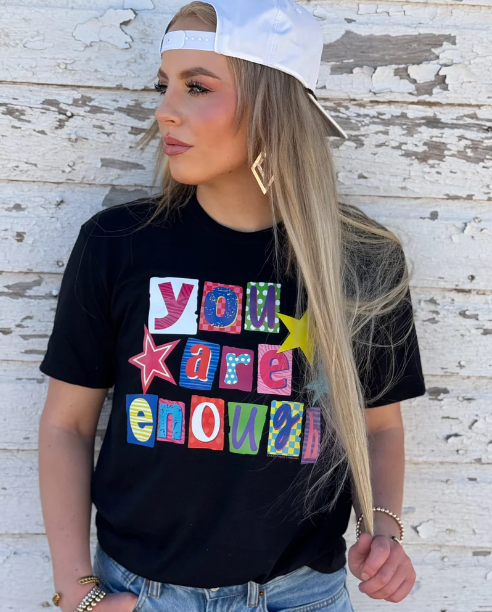 You Are Enough Tee- Black - S