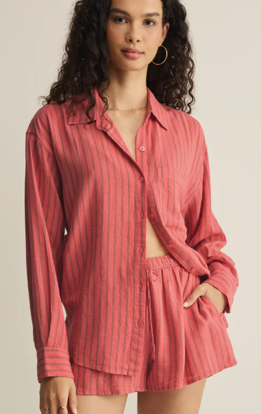 The Perfect Striped Button Up- Gelato - M