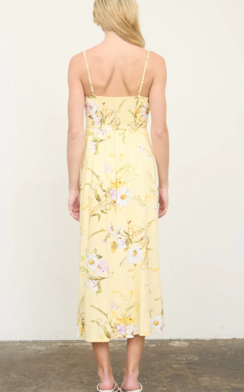 Zai Floral Midi Dress- Butter Yellow