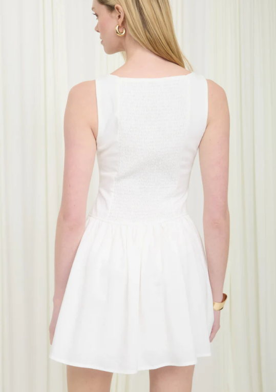 Vion Sleeveless Button Down Dress- White