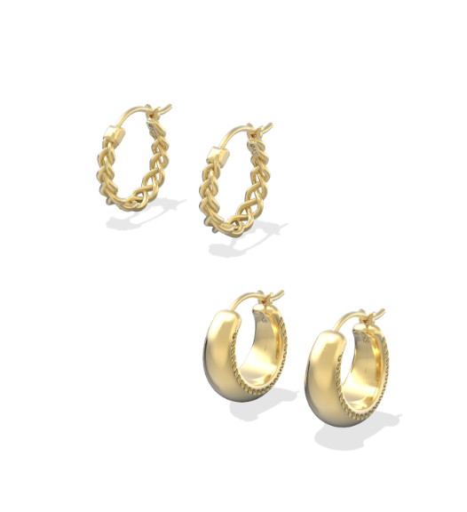 Gabriella Set Huggie Ear Gold Metal