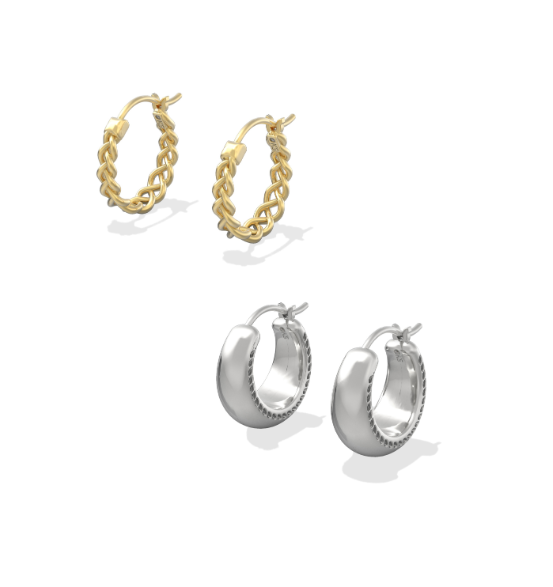 Gabriella Set Huggie Ear Mixed Metal