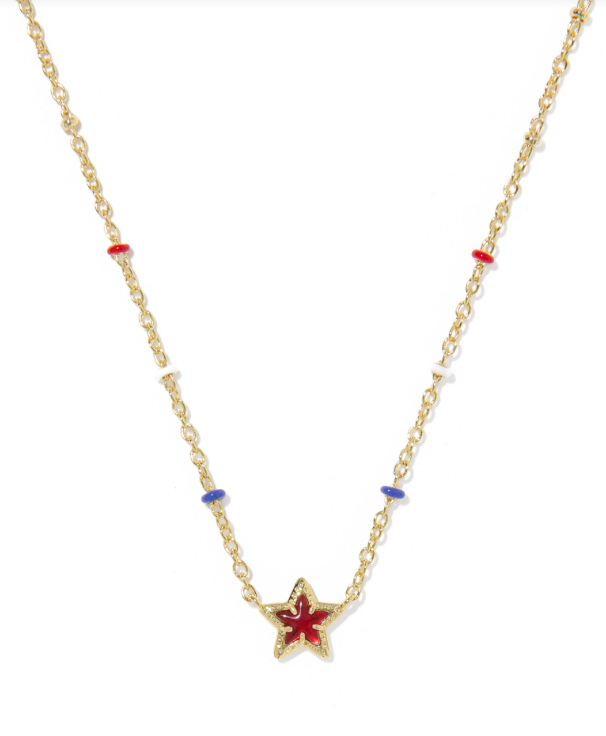 Mini Cassidy Pendant Necklace Gold Red Illusion