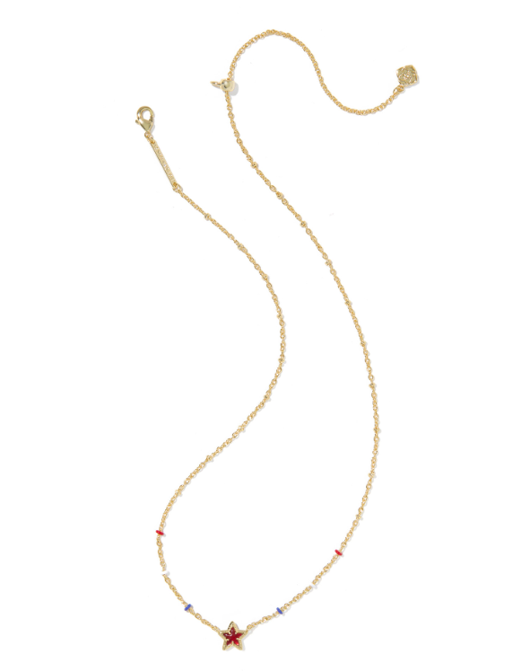 Mini Cassidy Pendant Necklace Gold Red Illusion