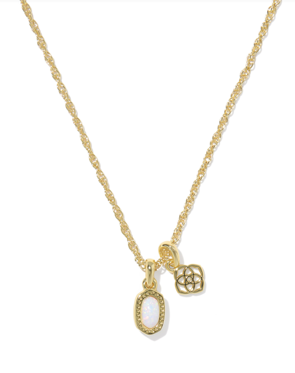 Mini Elisa Dira Necklace Gold Bright White Opal