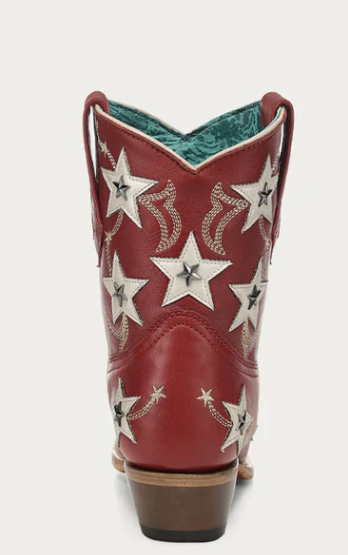 LD Red Embroidery & Stars Overlay & Studs Ankle Boot - 8
