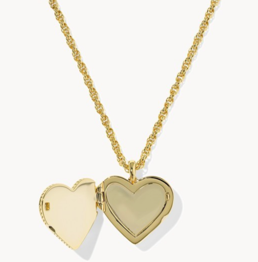 Ari Puffy Heart Locket Short Pendant Necklace Gold Ivory MOP