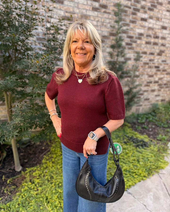 Susie Sweater Top- Bordeaux - L