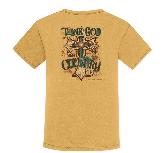 Thank God I'm a Country Girl Comfort Tee - Mustard - M