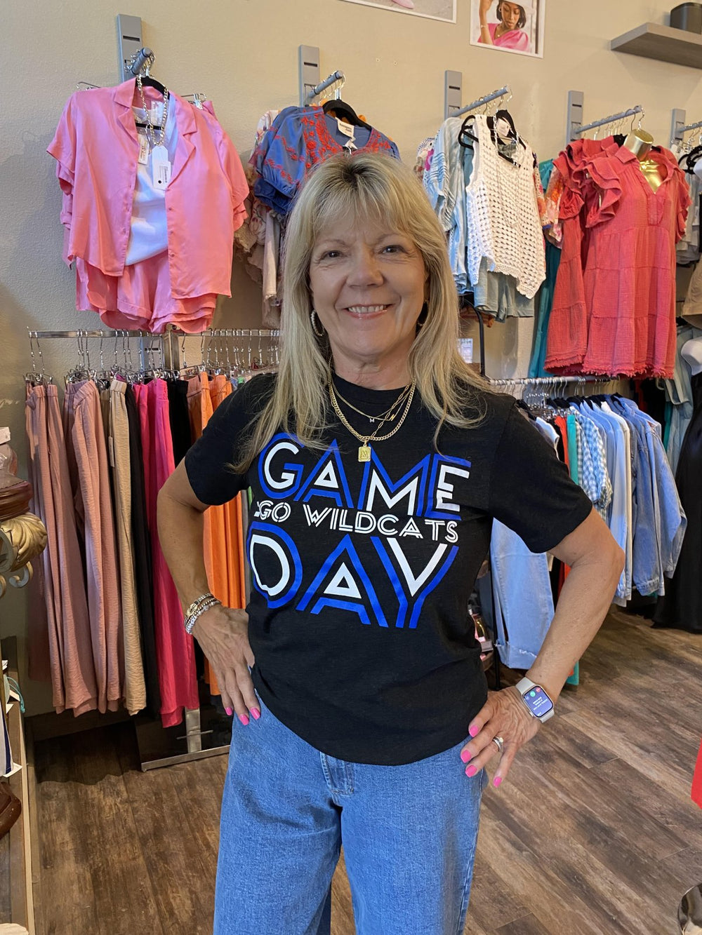 Striped Game Day Tee - Charblack - S