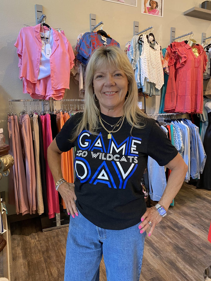 Striped Game Day Tee - Charblack - S
