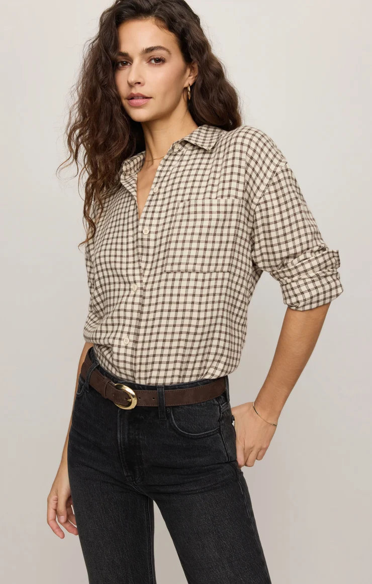 River Plaid Button Up - Dark Chocolate