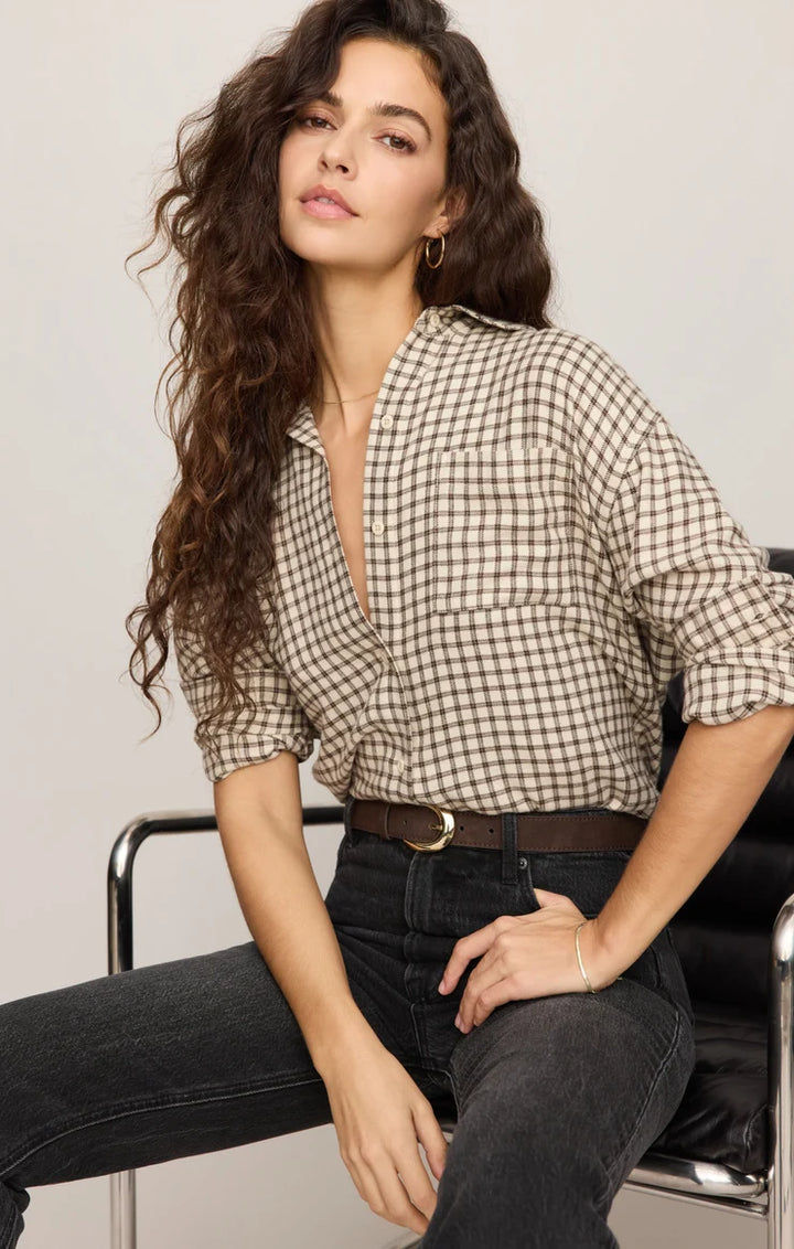River Plaid Button Up - Dark Chocolate