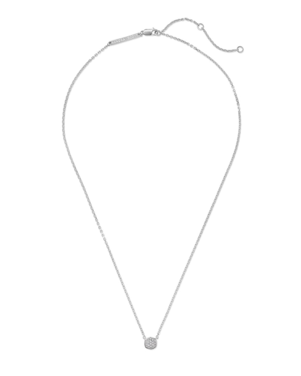 Davie Pave Pendant Necklace Sterling Silver White Diamond
