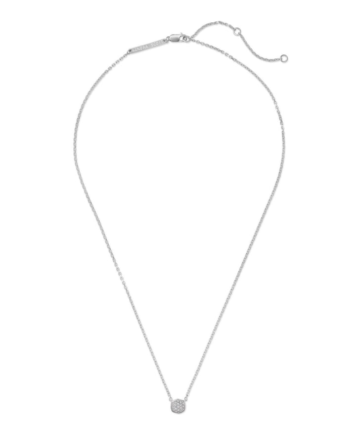 Davie Pave Pendant Necklace Sterling Silver White Diamond