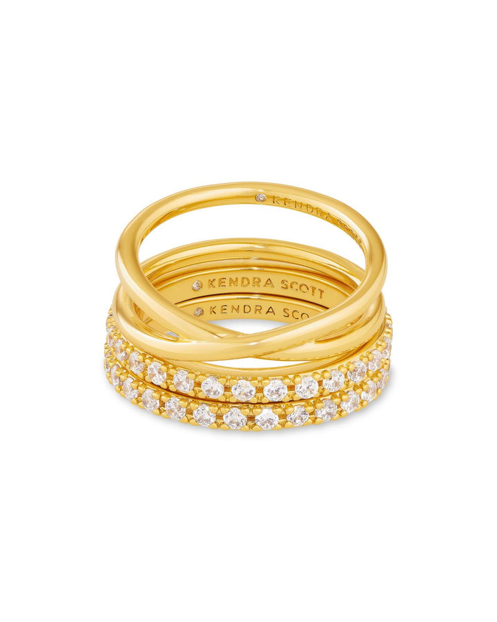 LIVY RING SET OF 3 GOLD METAL