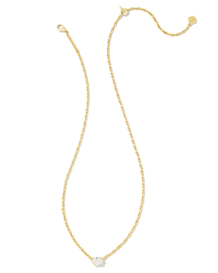 CAILIN CRYSTAL PENDANT NECKLACE GOLD METAL WHITE CZ