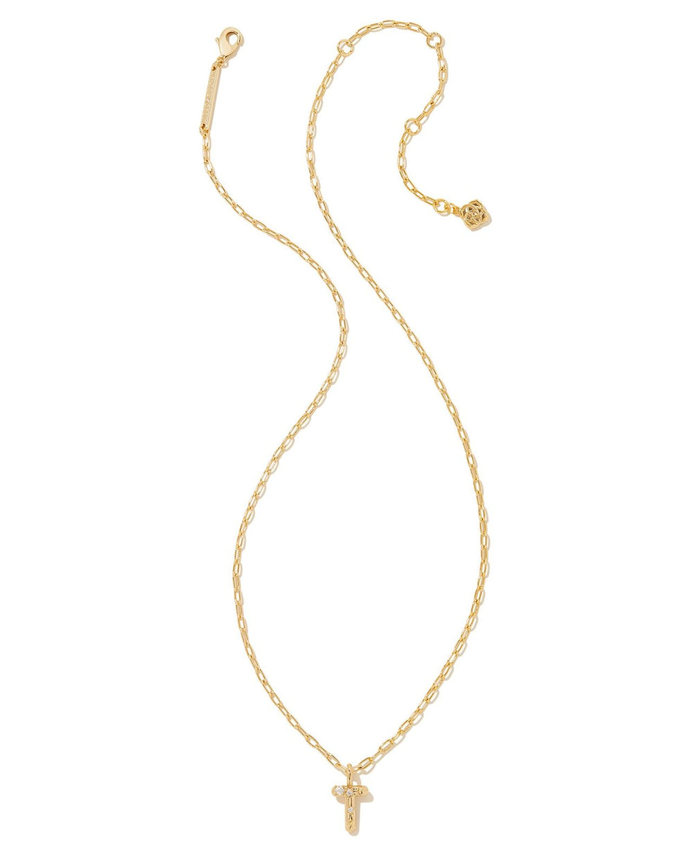 CRYSTAL LETTER T SHORT PENDANT NECKLACE GOLD WHITE CZ