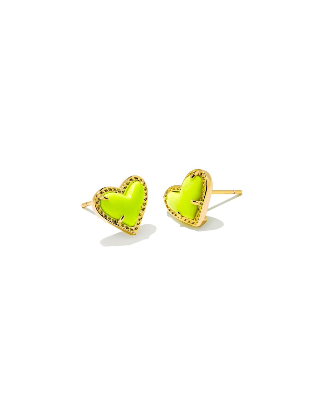 Ari Heart Stud Earring Gold Neon Yellow