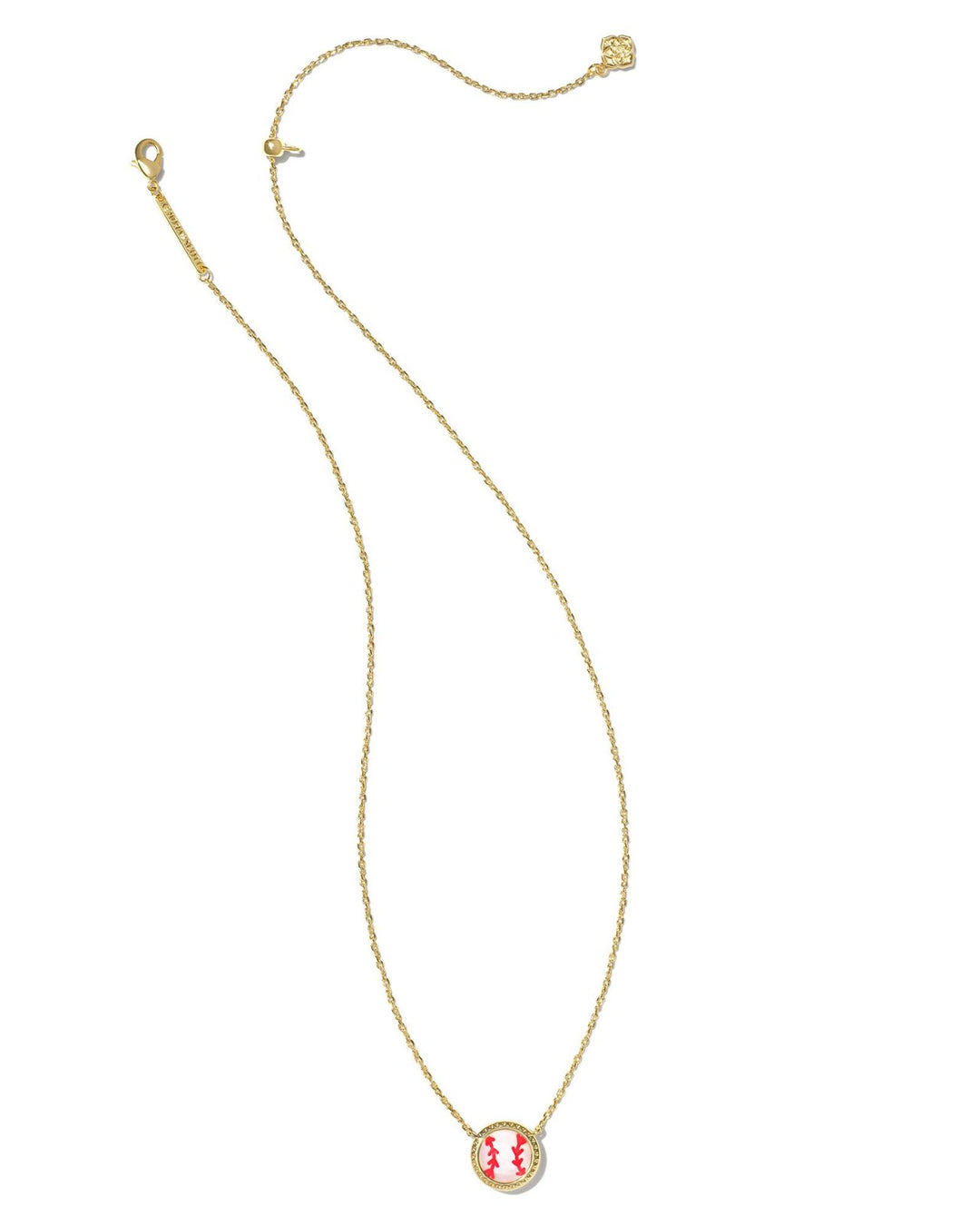 Baseball Short Pendant Necklace Gold Ivory Mother Of Pearl