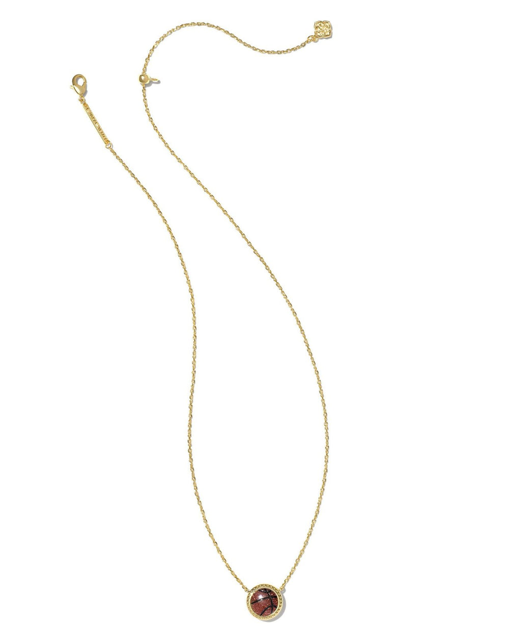 Basketball Short Pendant Necklace Gold Orange Goldstone