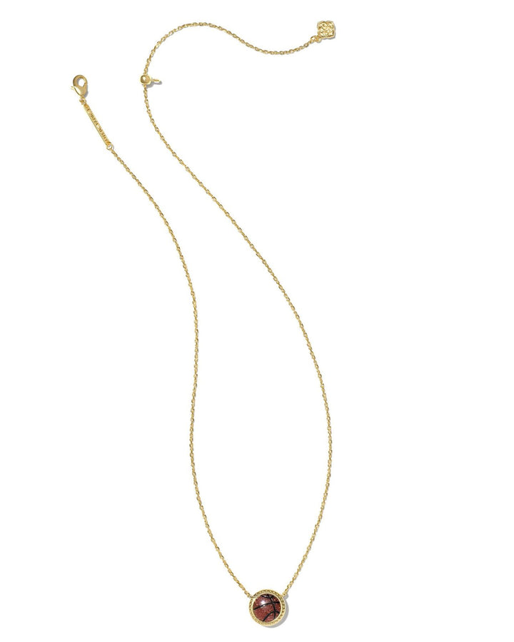 Basketball Short Pendant Necklace Gold Orange Goldstone