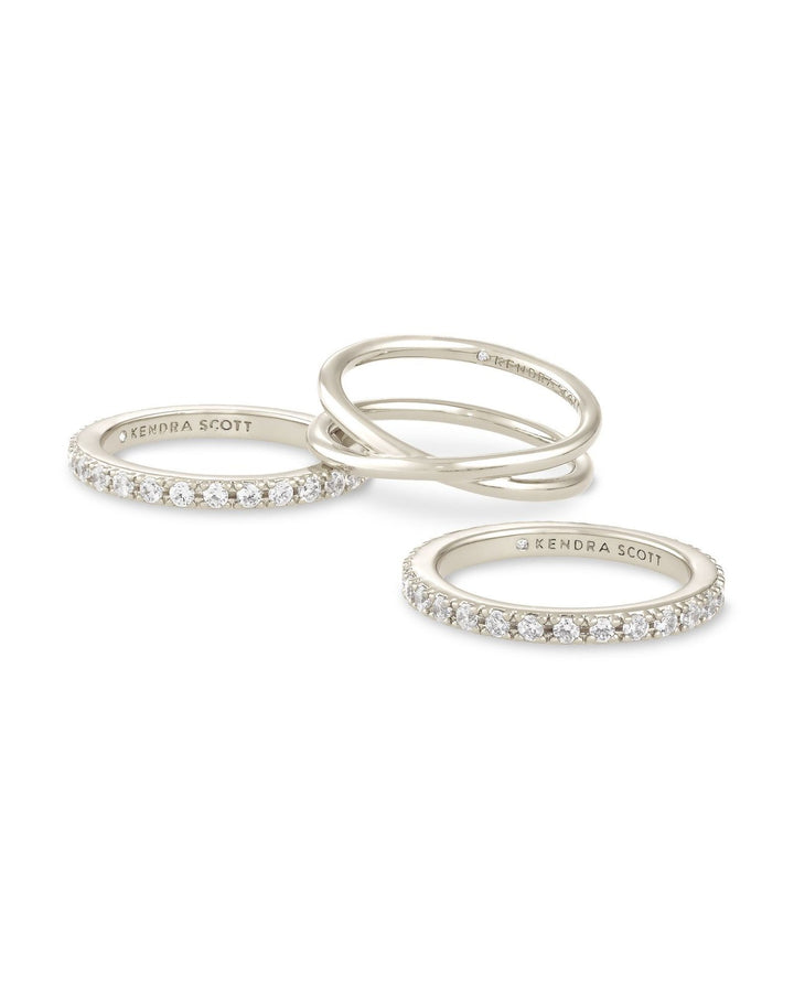 LIVY RING SET OF 3 RHODIUM METAL