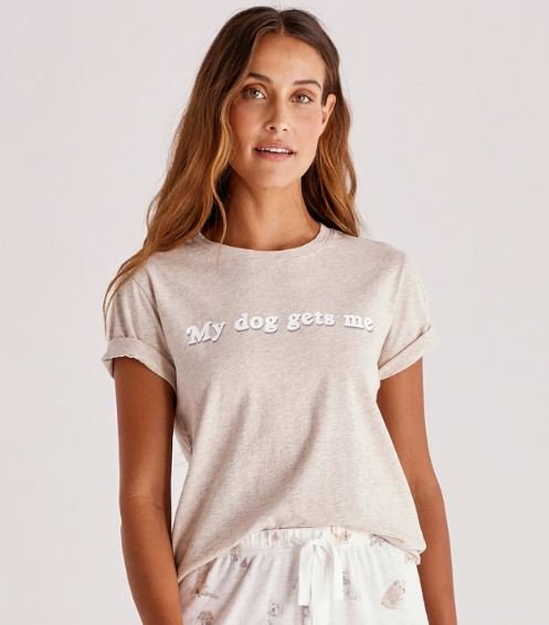 Easy My Dog Tee- Oatmeal - Medium