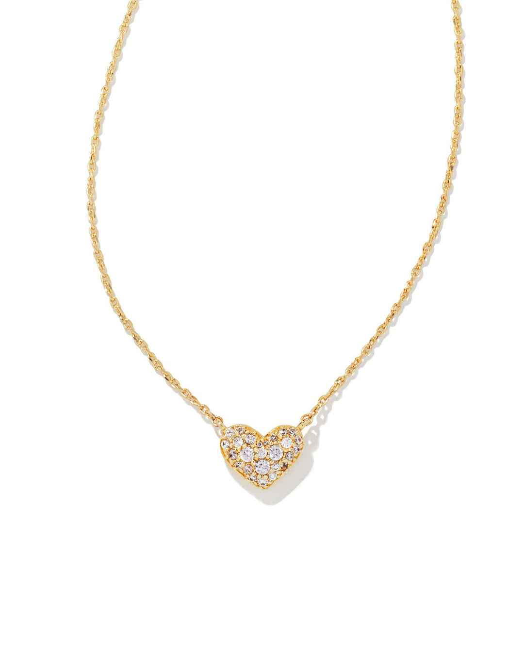ARI PAVE CRYS HEART NCK GOLD METAL WHITE CRYS