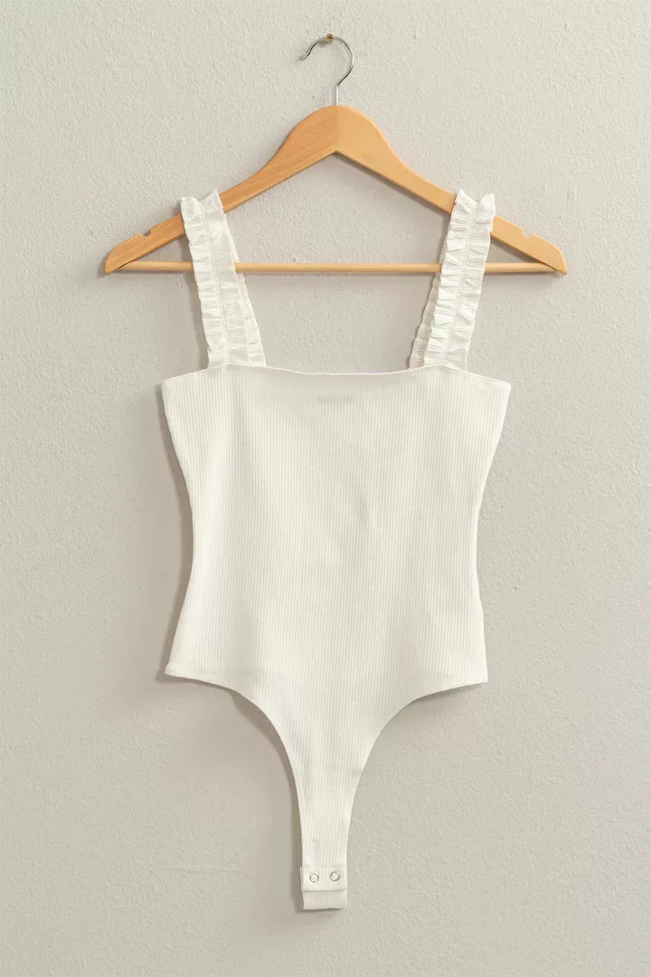 Comal Ruffle Bodysuit - Off White - Sm