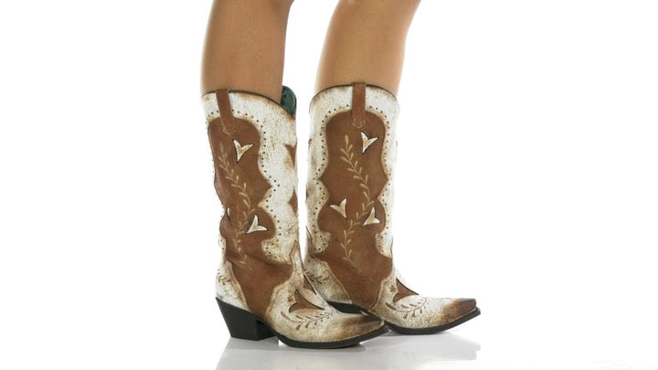 LD BRWN EMBROIDERY & CUTOUT & STUDS BOOTS - 6