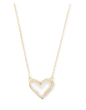 ARI HEART SHORT PENDANT GOLD IVORY MOTHER OF PEA
